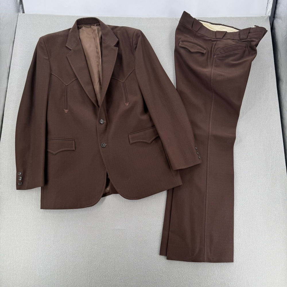 Vintage Circle S Western Yoke Ranchwear Dark Brown Jacket Pant Suit Men Medium
